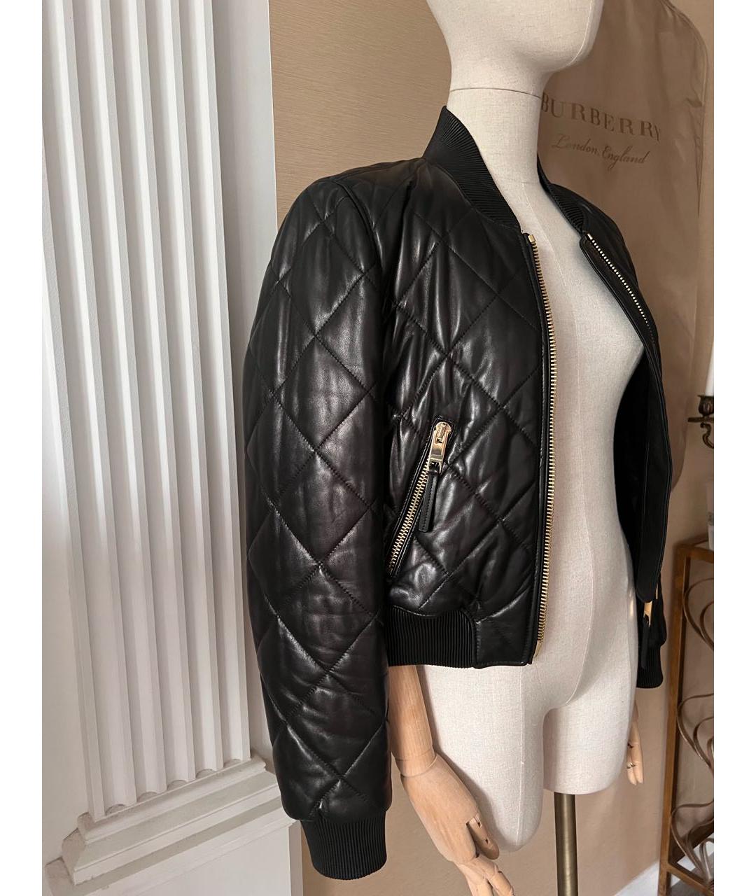 BURBERRY Черная кожаная куртка, фото 5