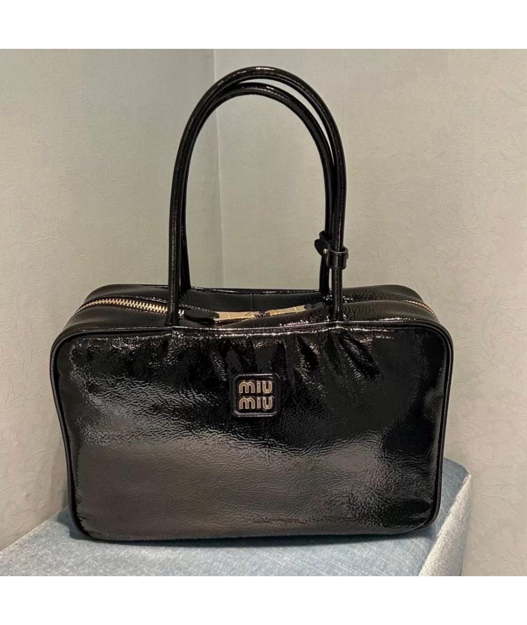 MIU MIU Черная кожаная сумка тоут, фото 3
