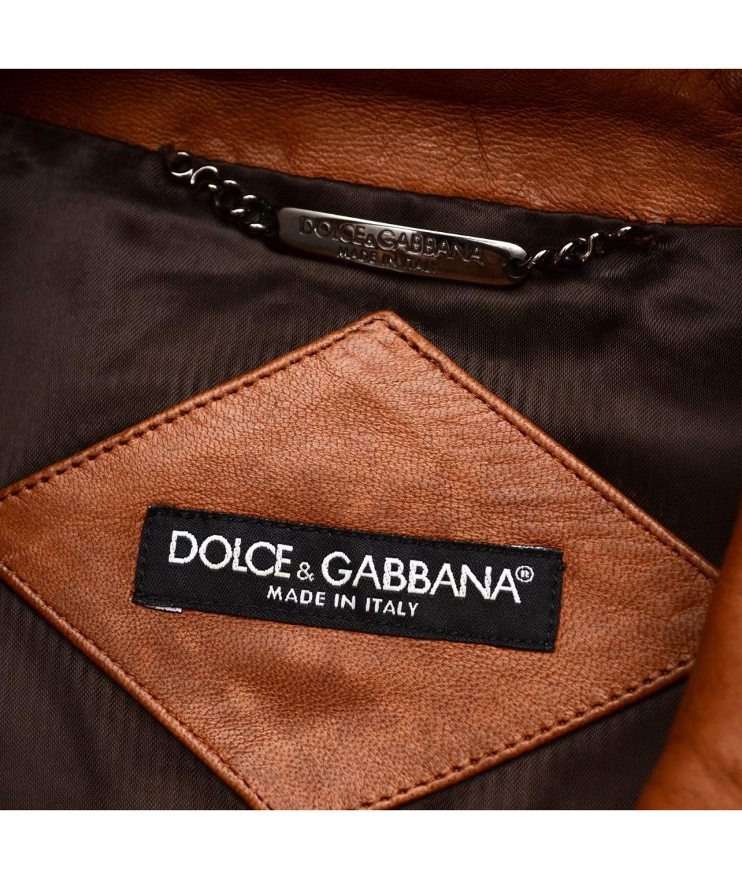 DOLCE&GABBANA Коричневая кожаная куртка, фото 5