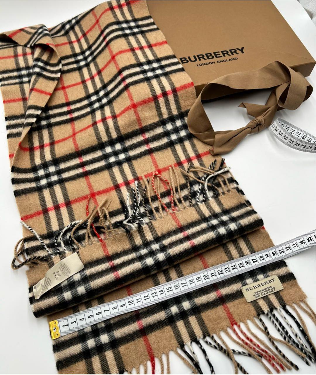 BURBERRY Бежевый шерстяной шарф, фото 4