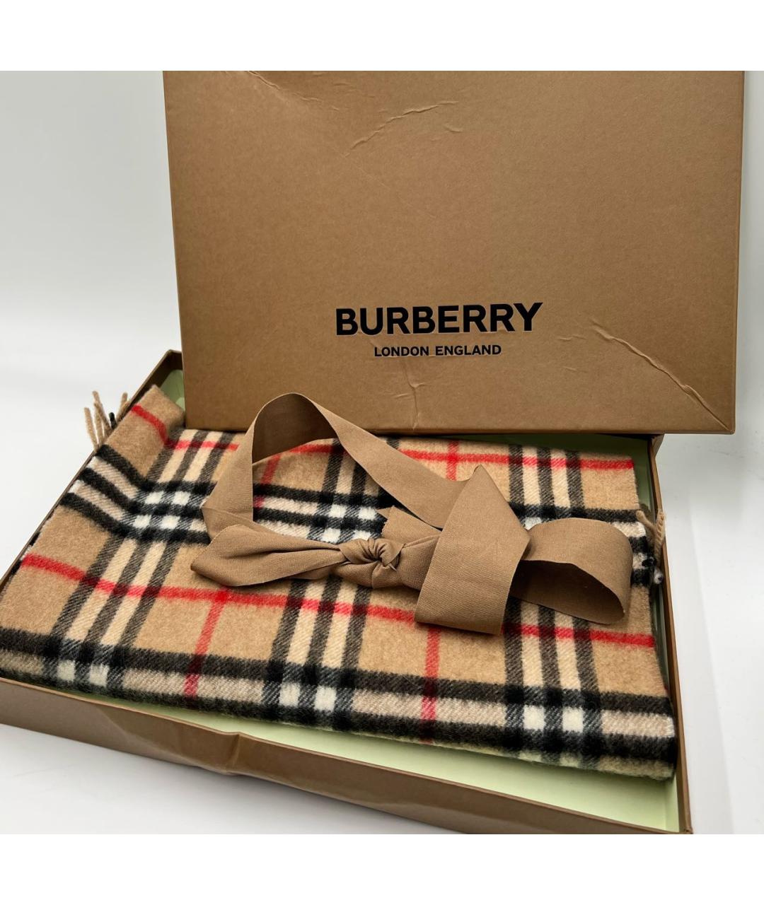 BURBERRY Бежевый шерстяной шарф, фото 3