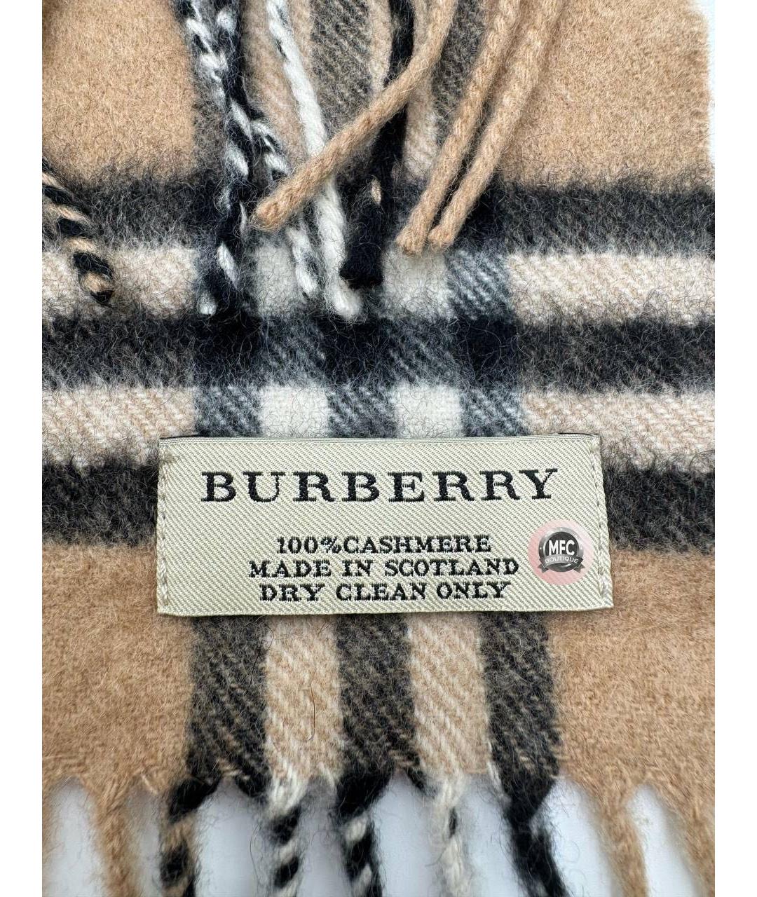 BURBERRY Бежевый шерстяной шарф, фото 6