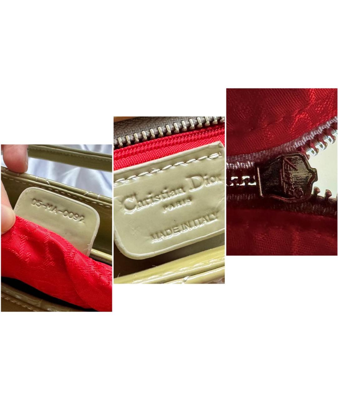 CHRISTIAN DIOR Зеленая сумка с короткими ручками из лакированной кожи, фото 8