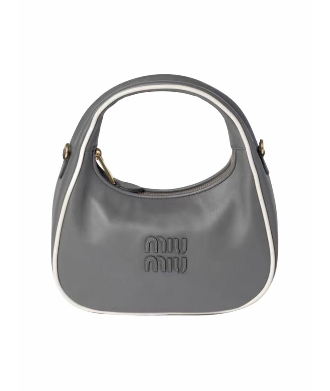 MIU MIU Антрацитовая кожаная сумка тоут, фото 1