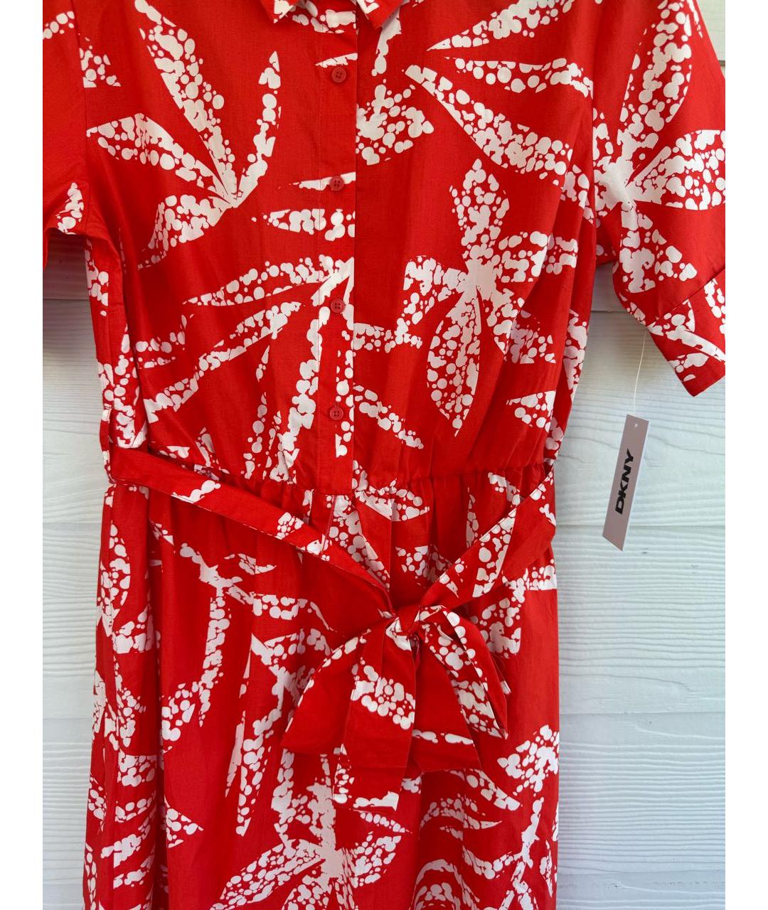 DKNY Красное хлопковое повседневное платье, фото 4