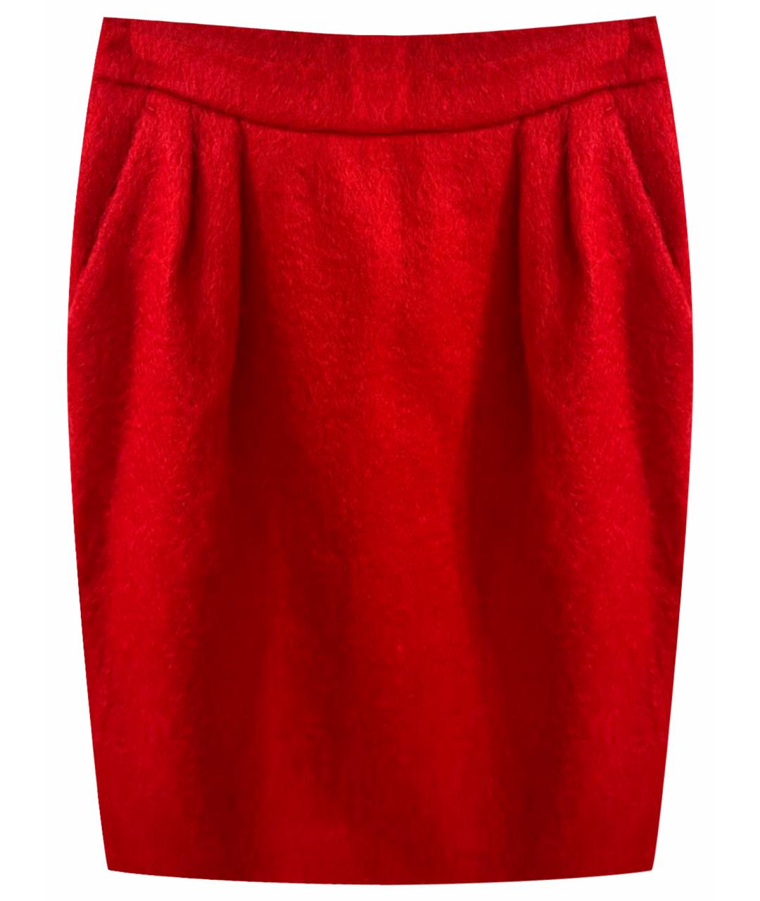 MAX MARA Красная шерстяная юбка миди, фото 1