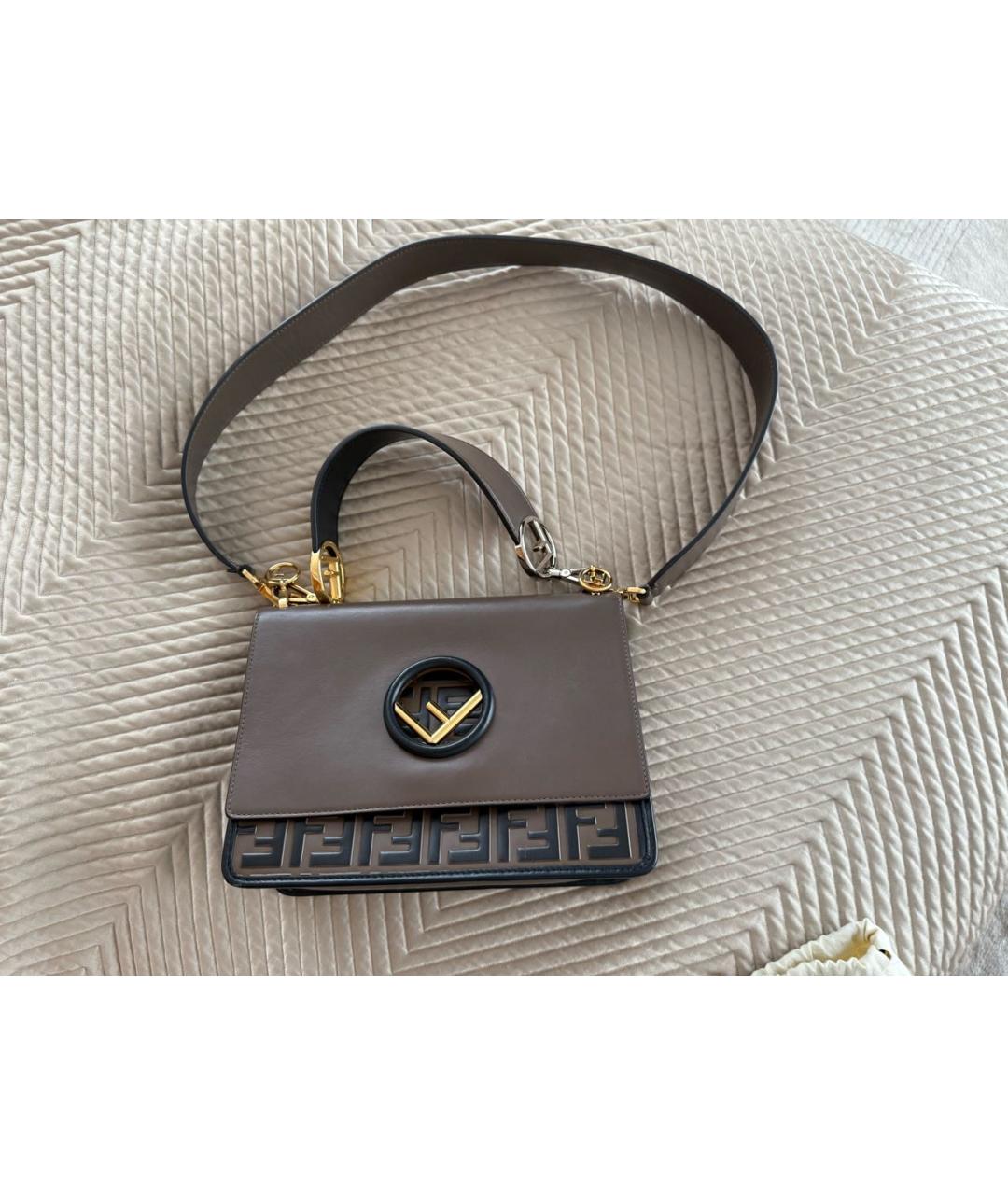 FENDI Коричневая кожаная сумка через плечо, фото 9