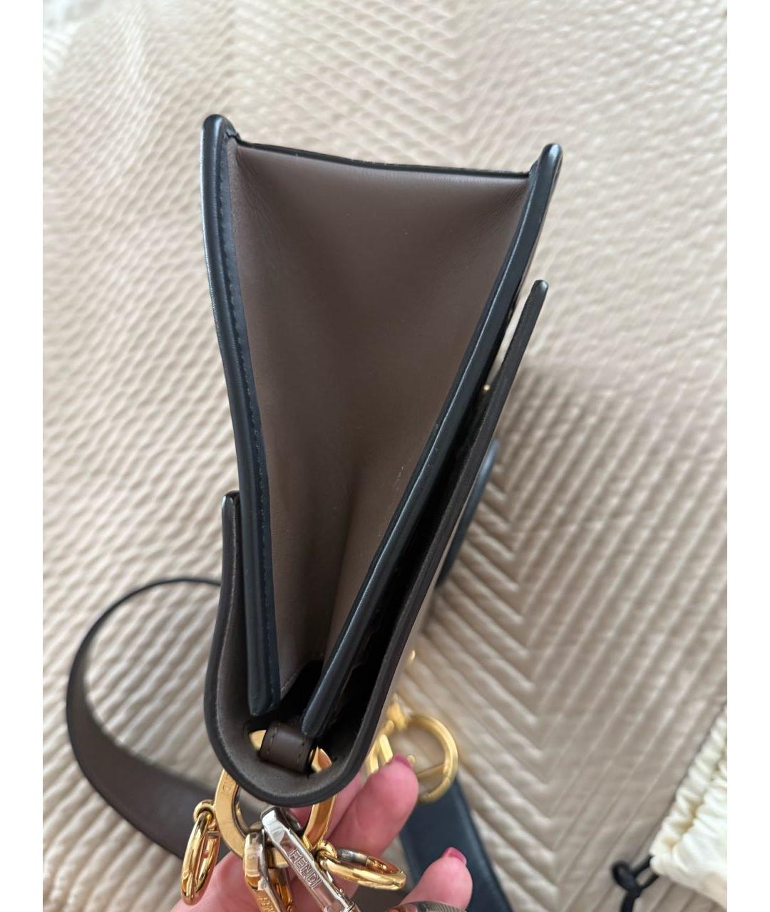 FENDI Коричневая кожаная сумка через плечо, фото 4