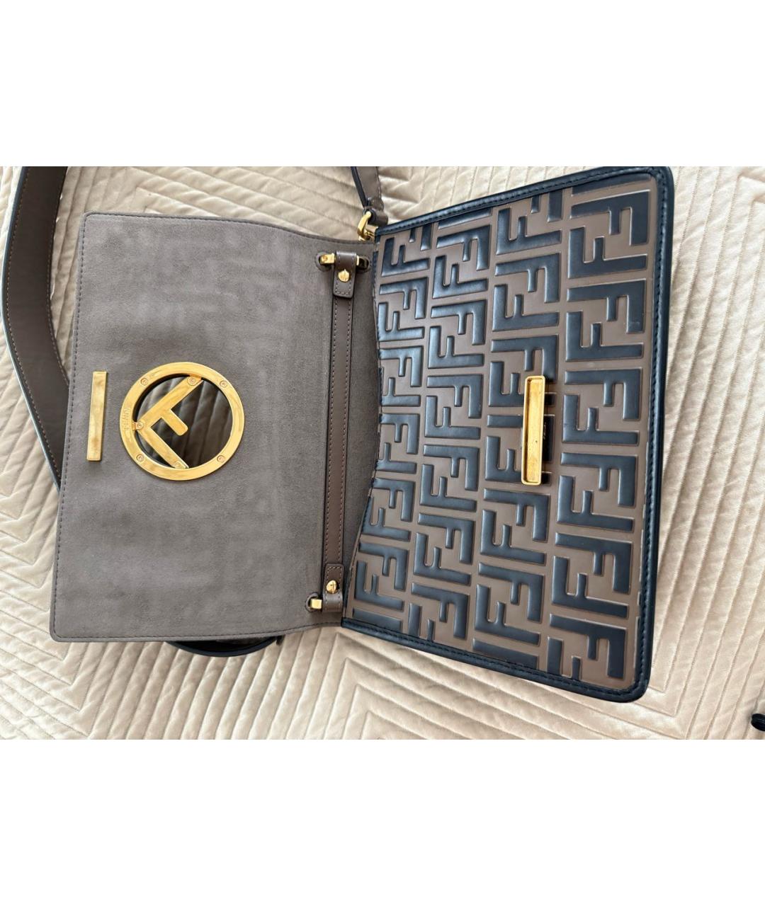 FENDI Коричневая кожаная сумка через плечо, фото 2