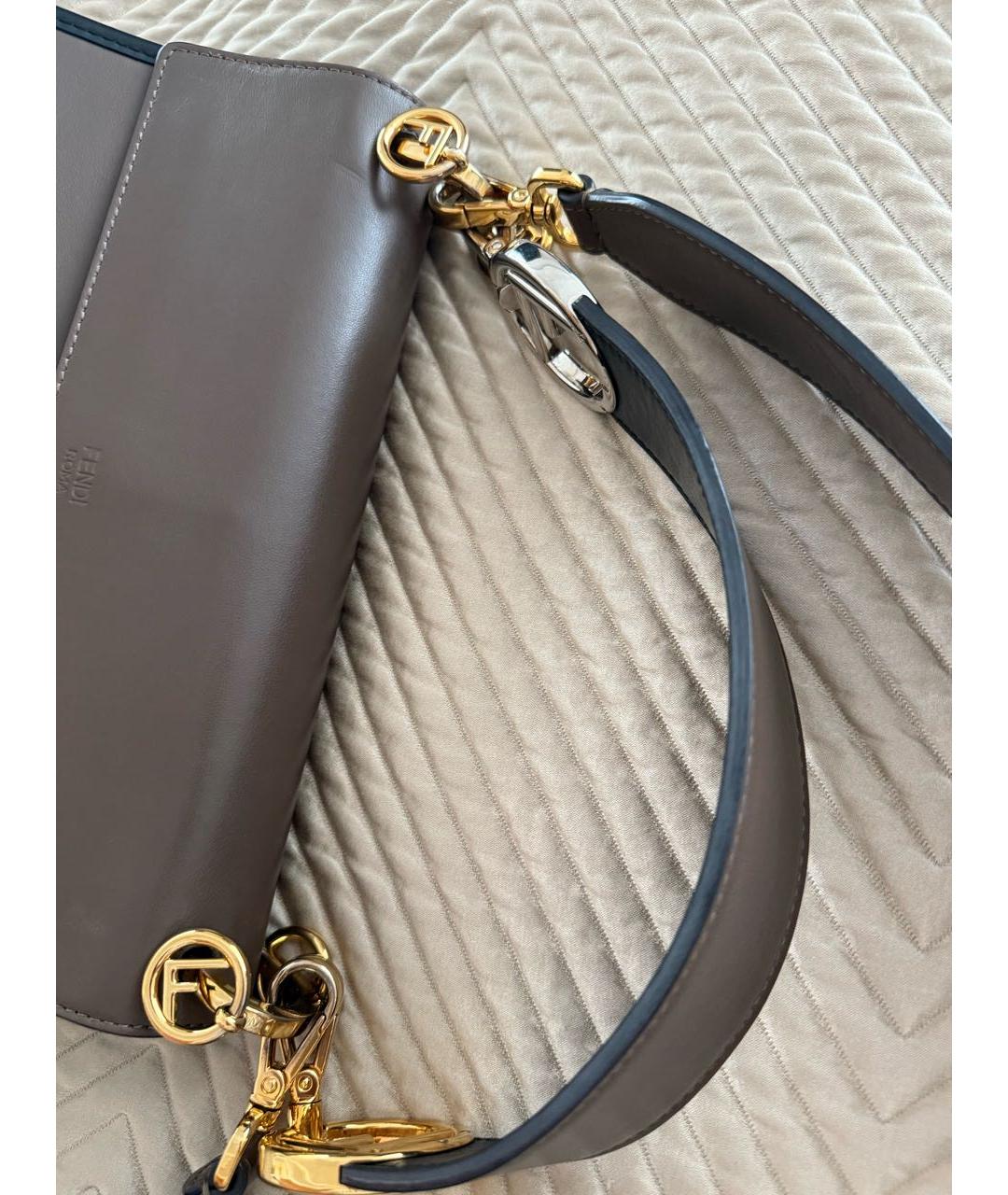 FENDI Коричневая кожаная сумка через плечо, фото 7