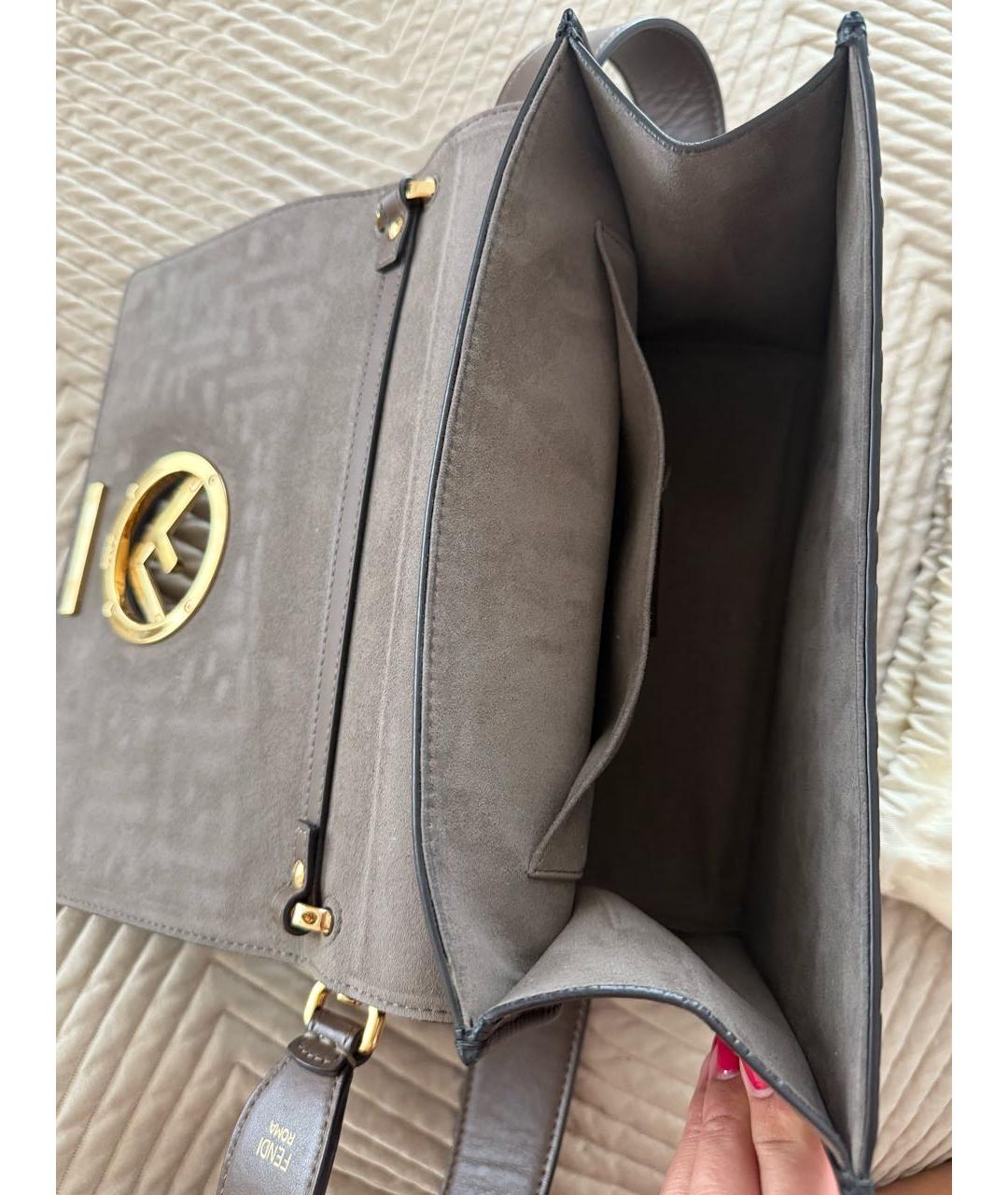 FENDI Коричневая кожаная сумка через плечо, фото 3