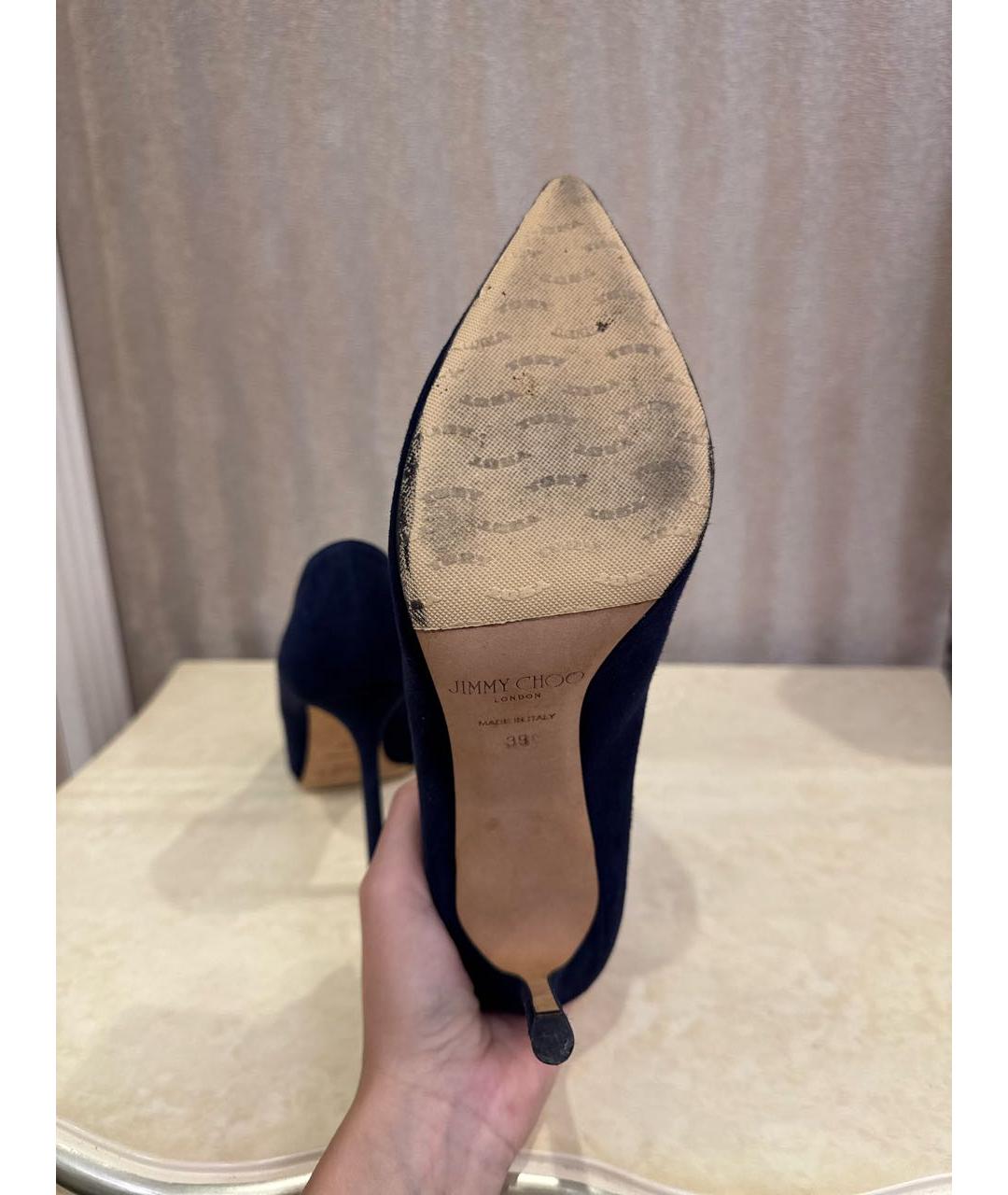 JIMMY CHOO Темно-синие замшевые туфли, фото 7