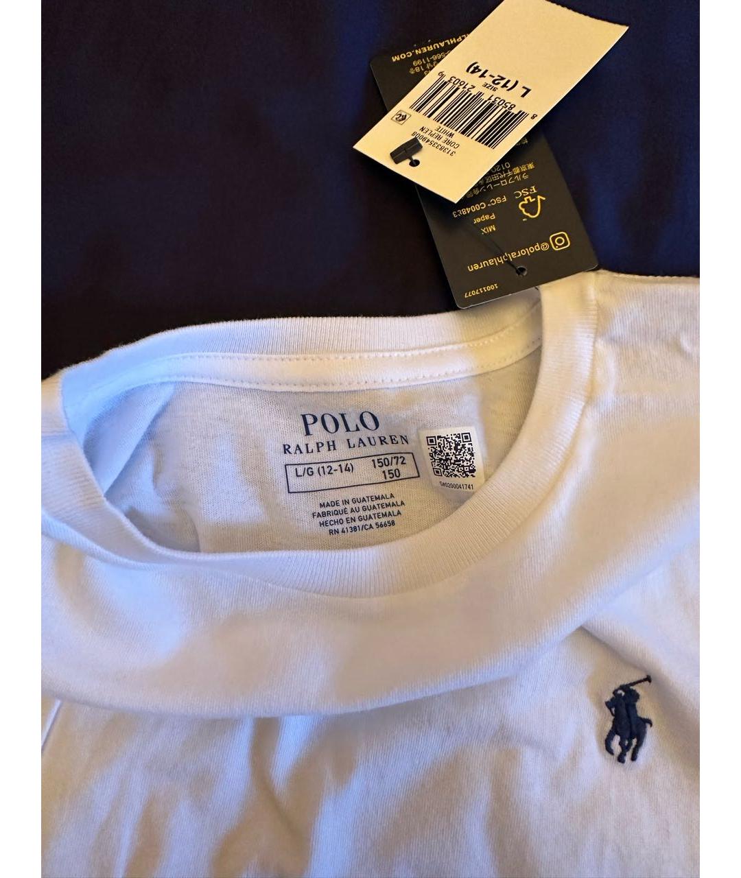 POLO RALPH LAUREN Белая хлопковая футболка, фото 3