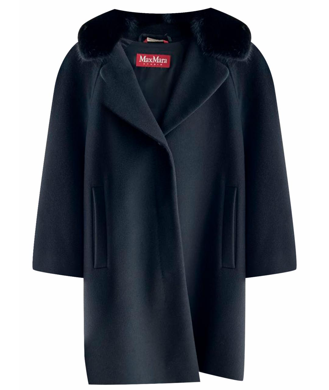 MAX MARA STUDIO Черное шерстяное пальто, фото 1
