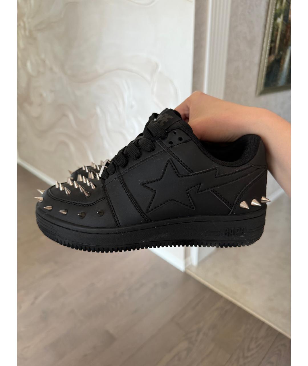 BAPE Черные кожаные кеды, фото 1