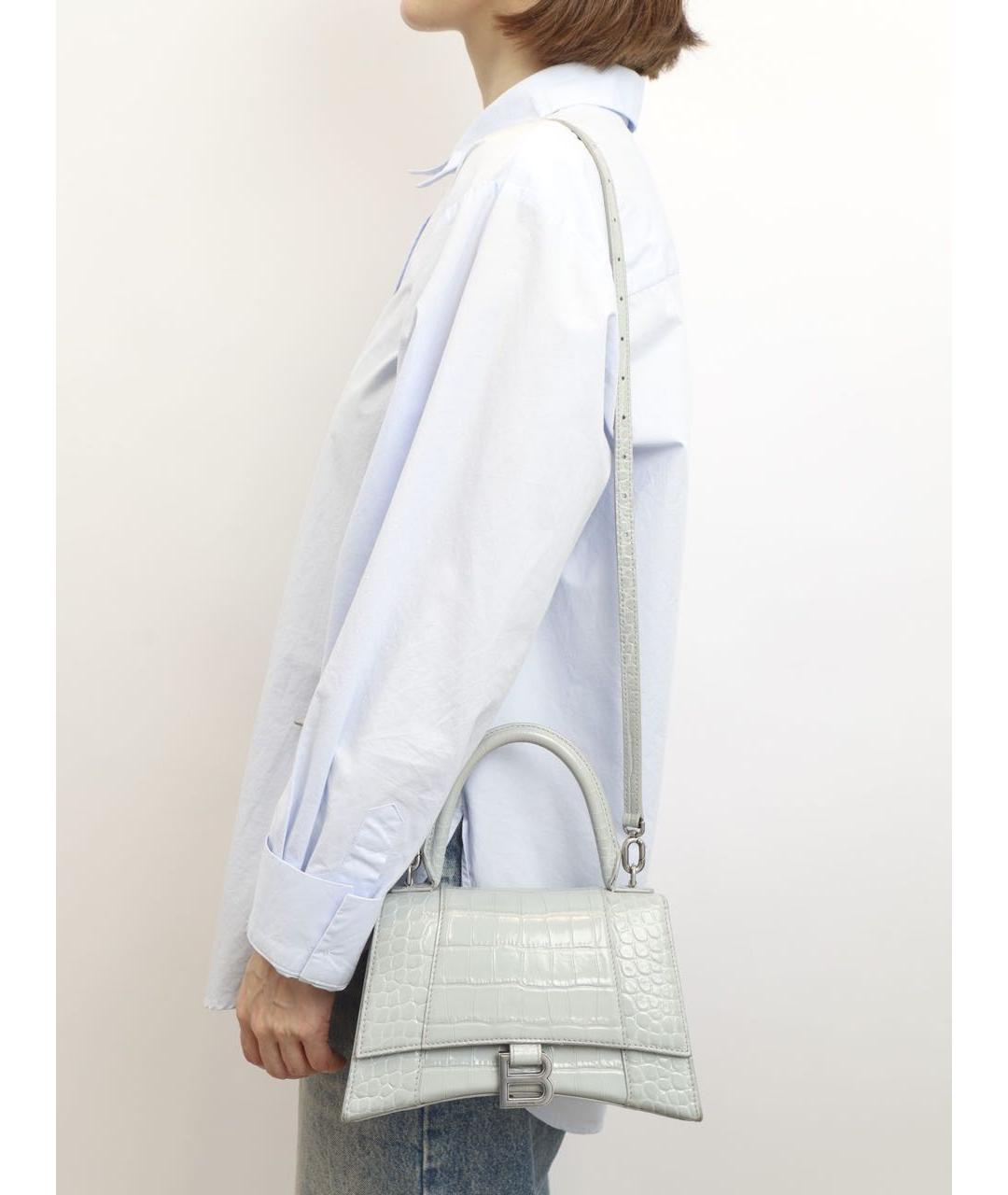 BALENCIAGA Серая кожаная сумка через плечо, фото 2