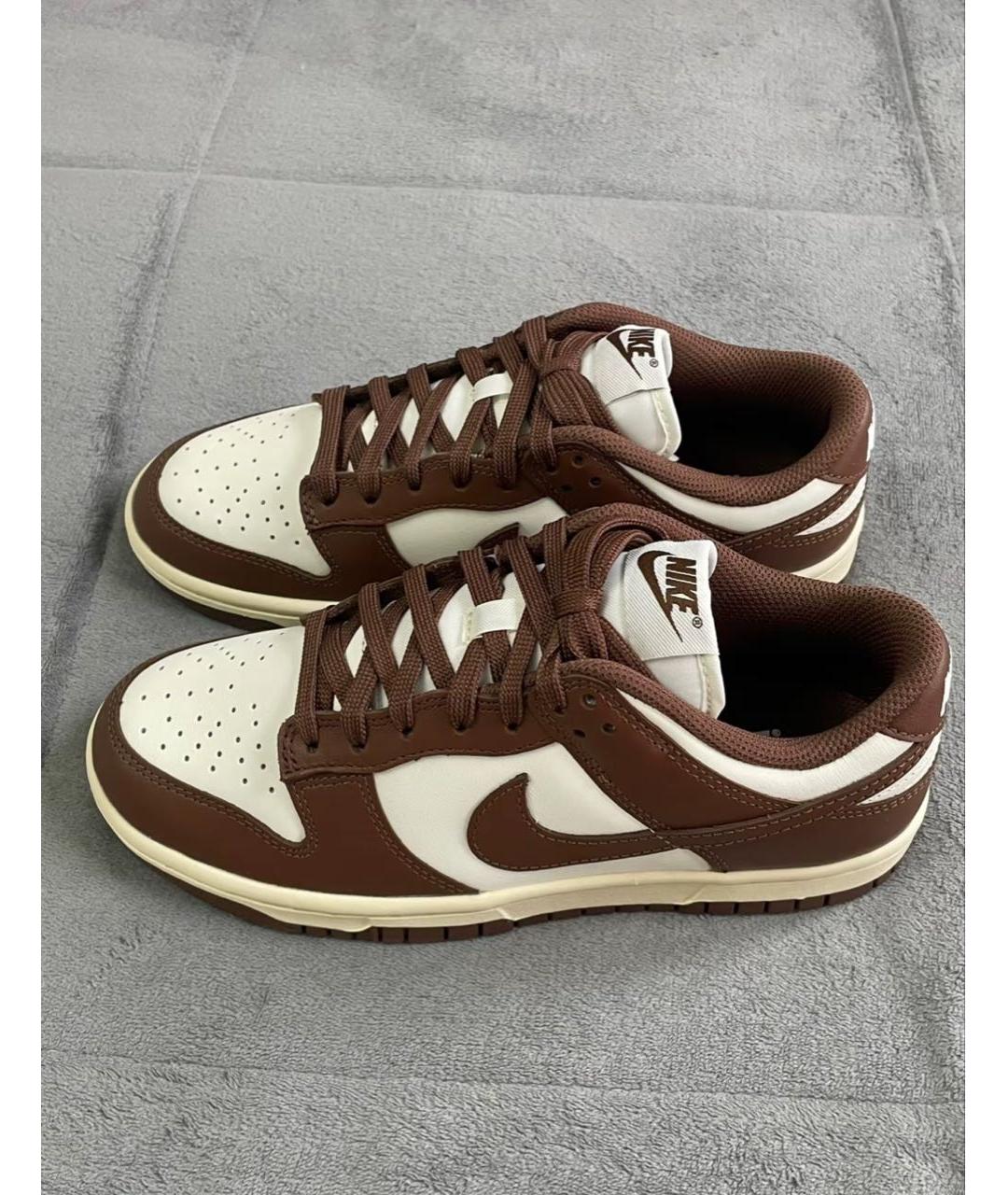 NIKE Коричневые кожаные низкие кроссовки / кеды, фото 2