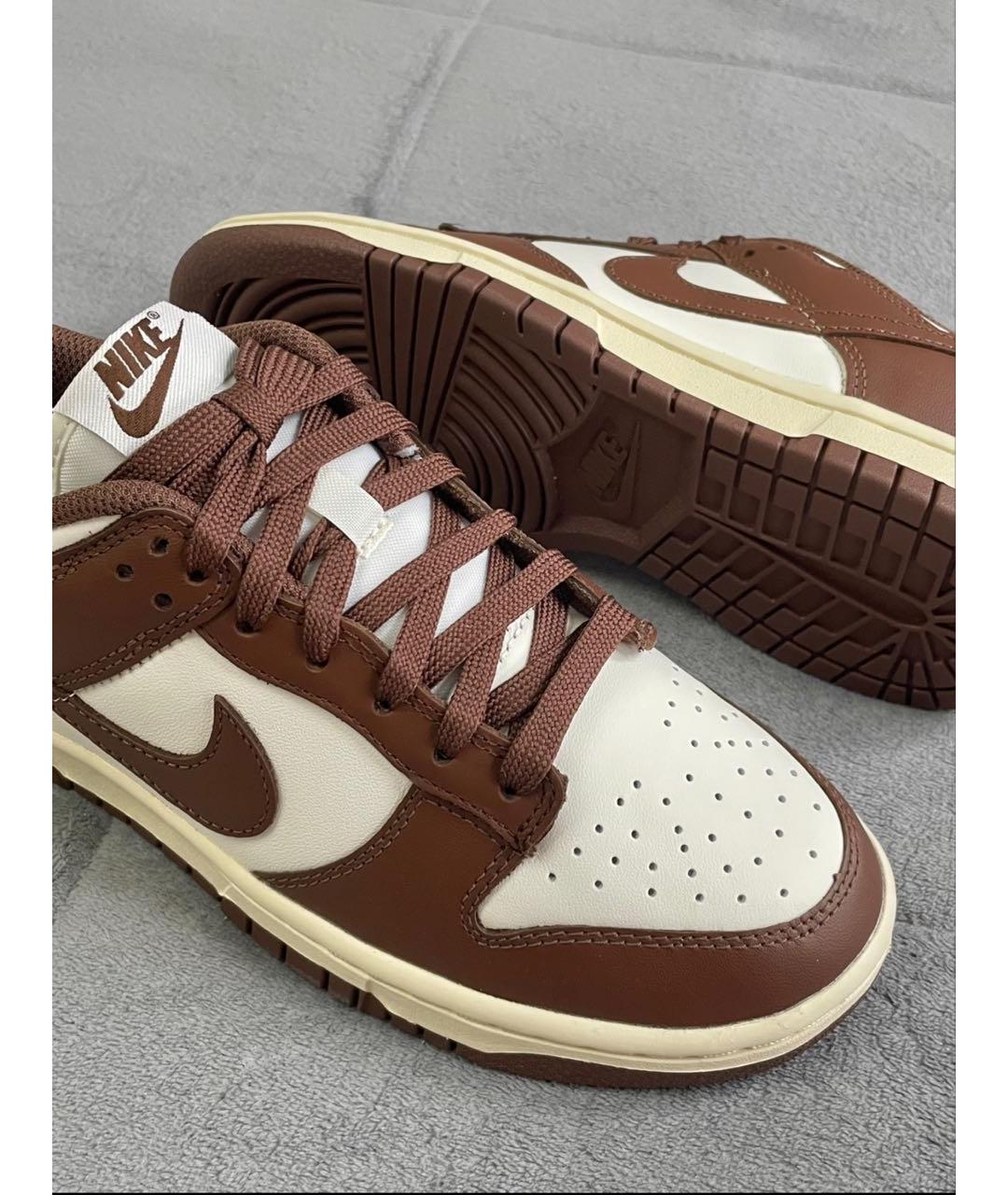 NIKE Коричневые кожаные низкие кроссовки / кеды, фото 3