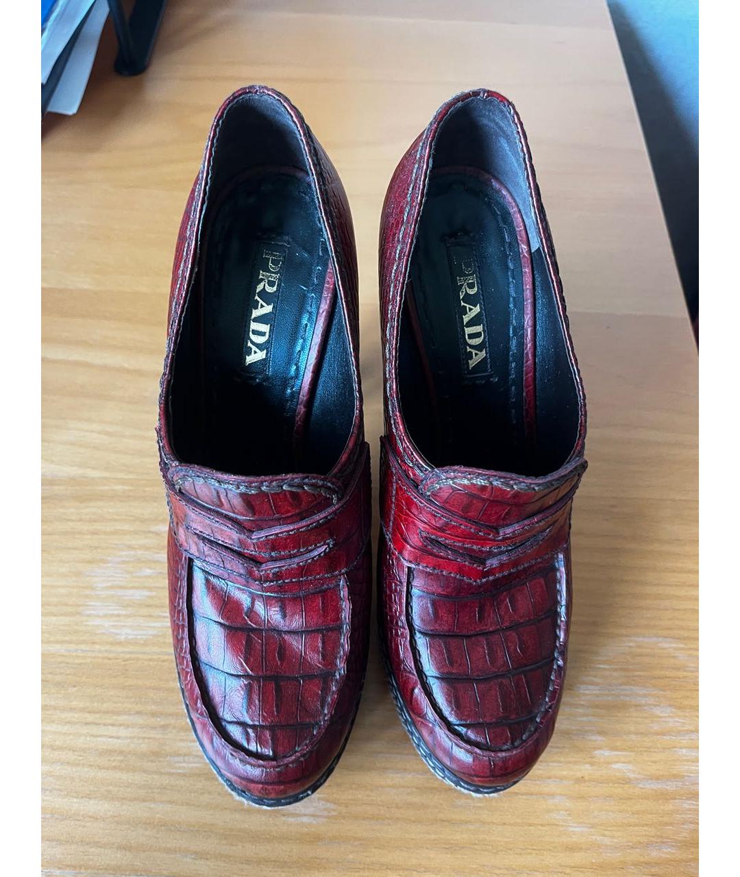 PRADA Бордовые кожаные туфли, фото 2