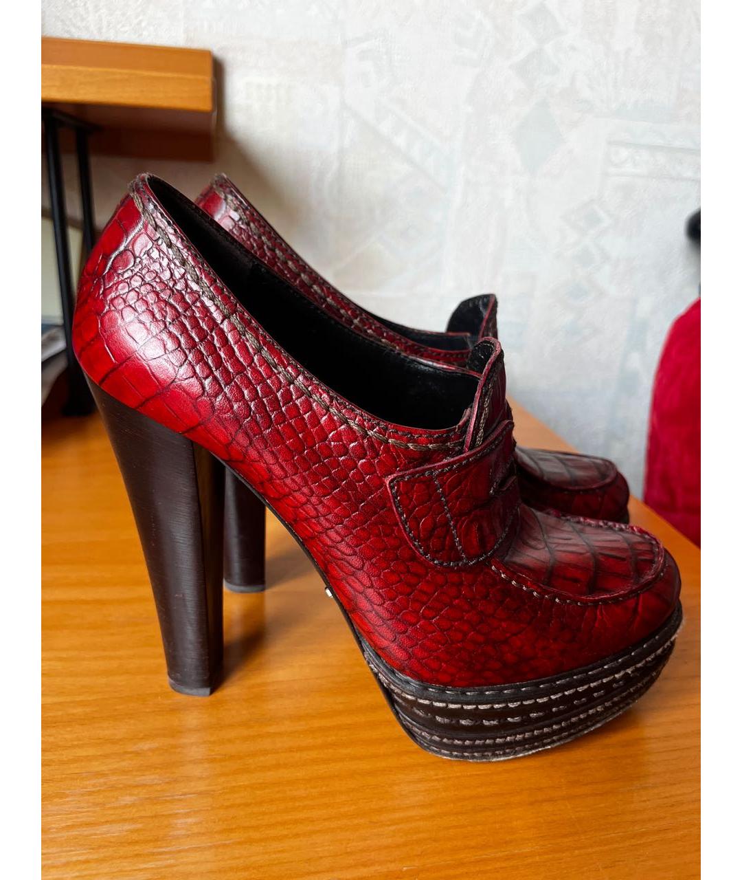 PRADA Бордовые кожаные туфли, фото 5