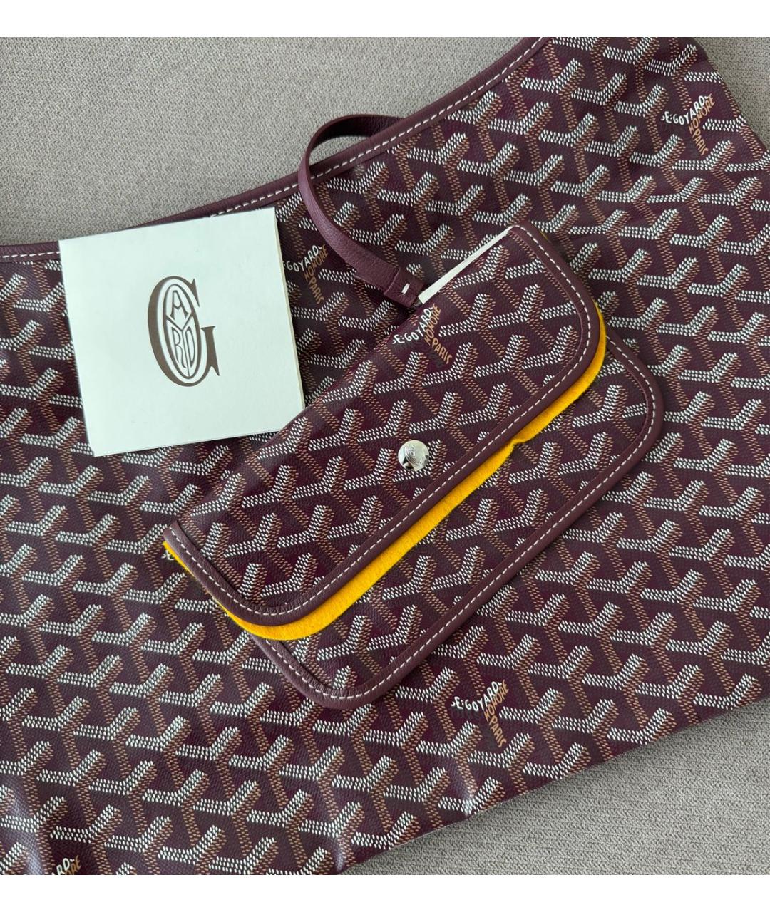 GOYARD Бордовая кожаная сумка тоут, фото 3