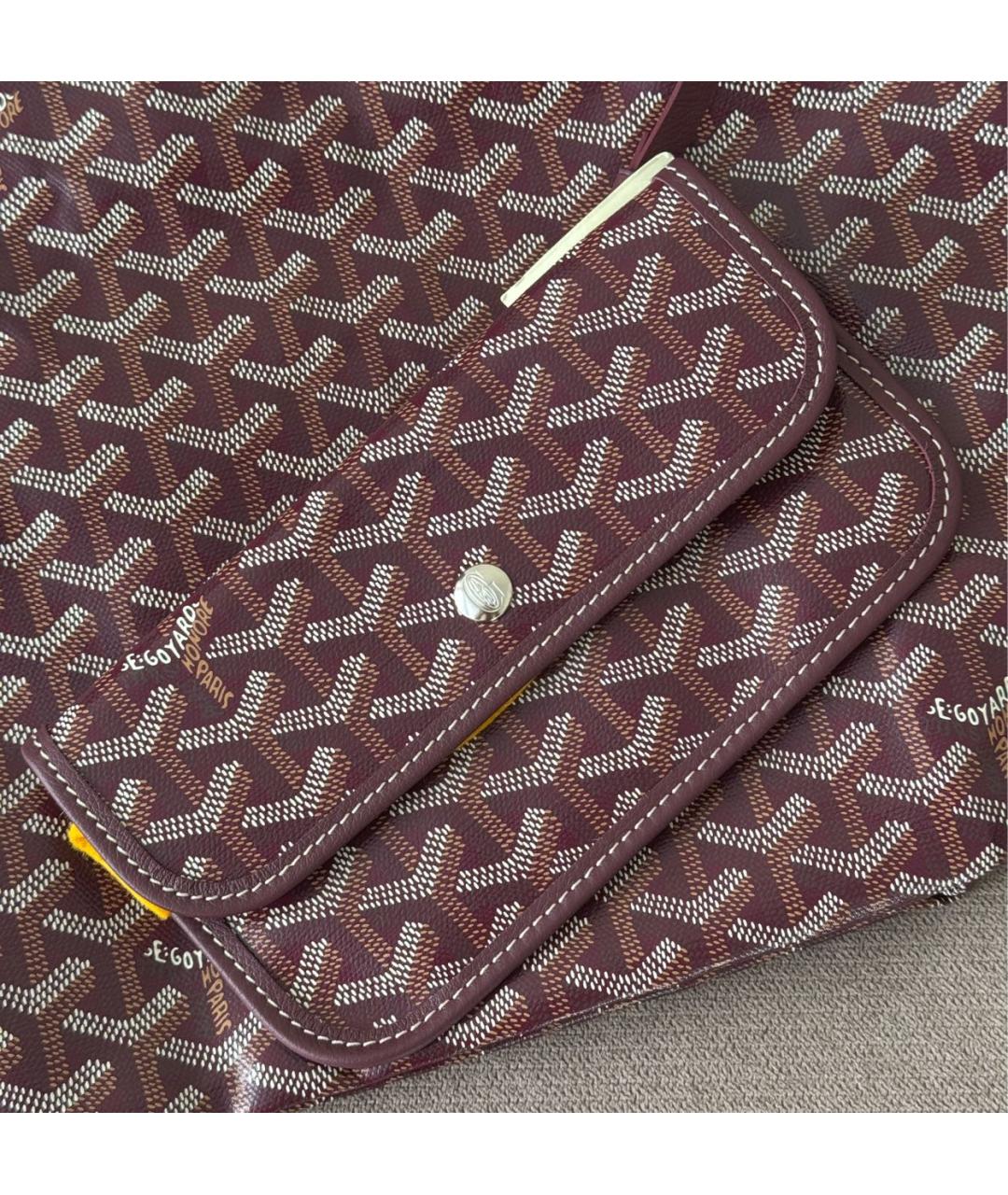 GOYARD Бордовая кожаная сумка тоут, фото 6