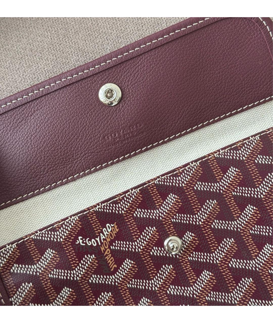 GOYARD Бордовая кожаная сумка тоут, фото 7