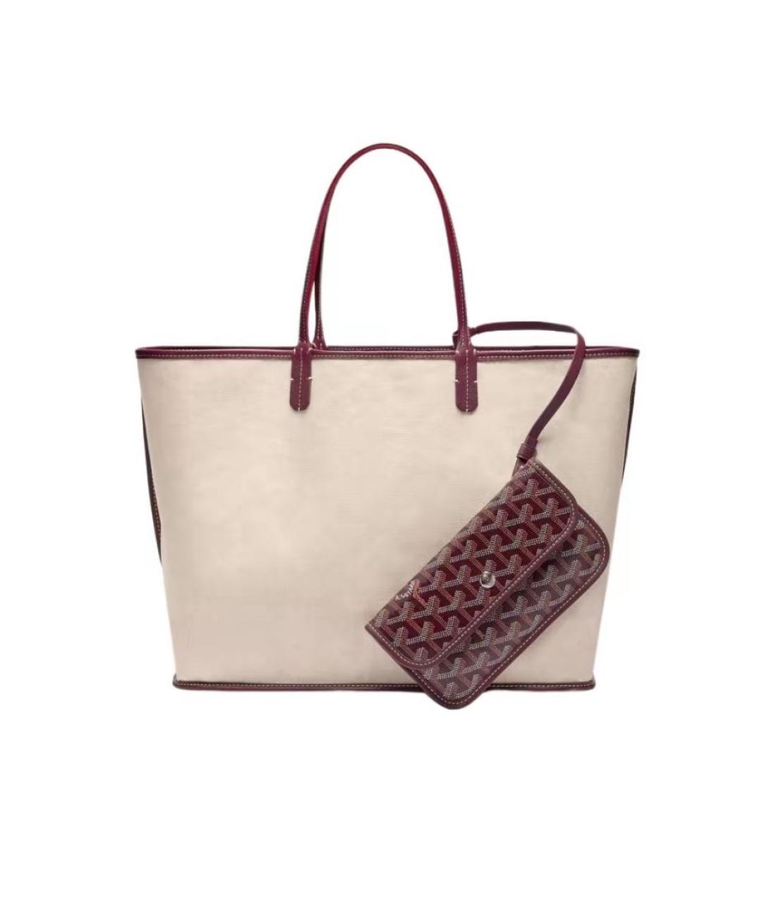 GOYARD Бордовая кожаная сумка тоут, фото 3