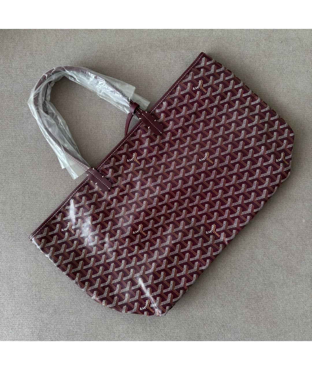GOYARD Бордовая кожаная сумка тоут, фото 5