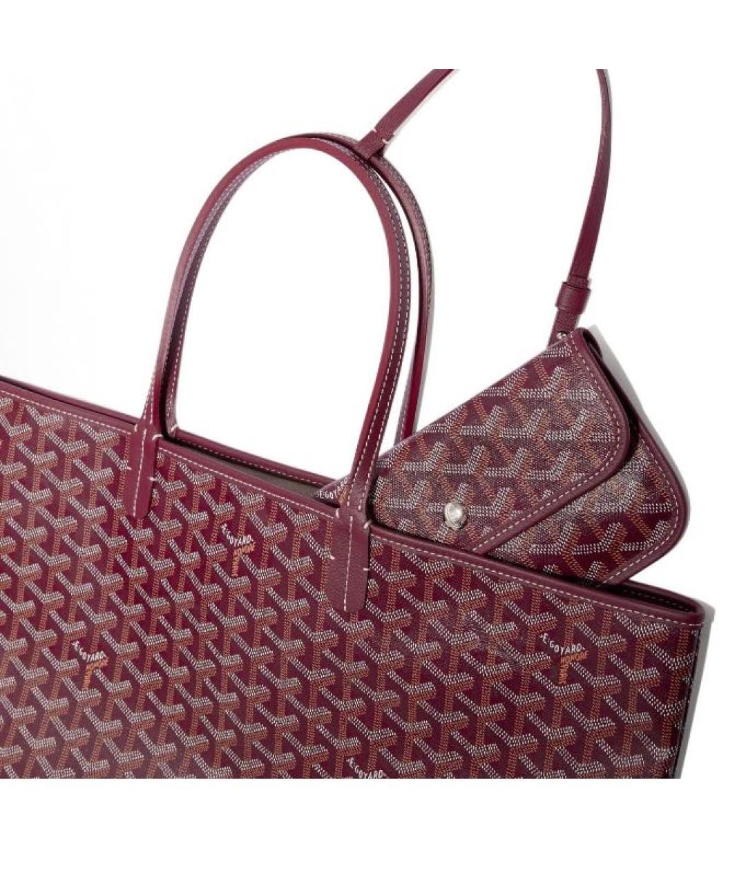 GOYARD Бордовая кожаная сумка тоут, фото 2