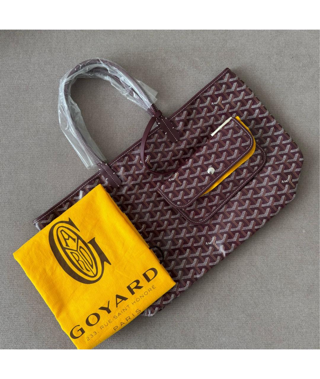GOYARD Бордовая кожаная сумка тоут, фото 4