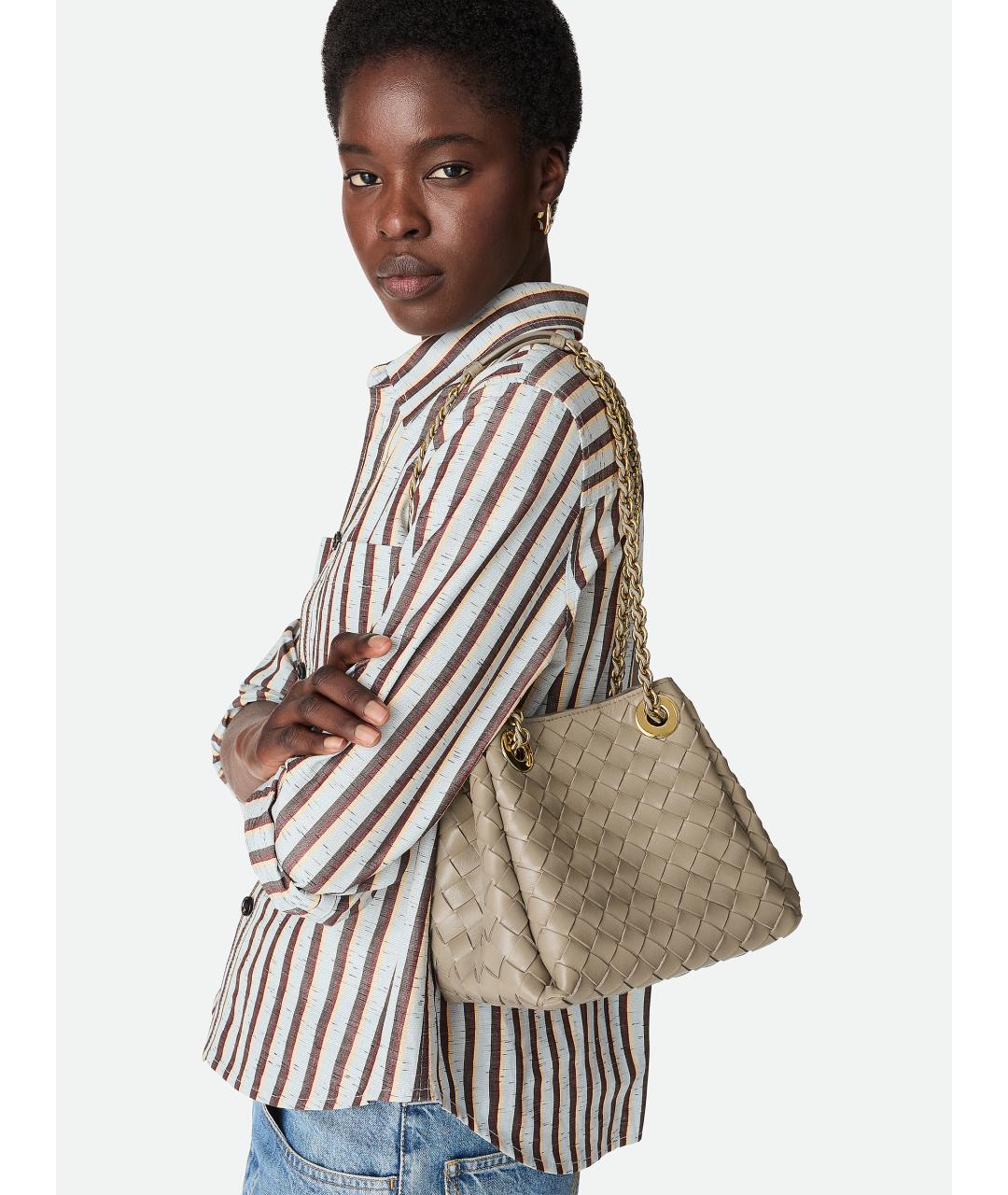 BOTTEGA VENETA Бежевая кожаная сумка тоут, фото 4