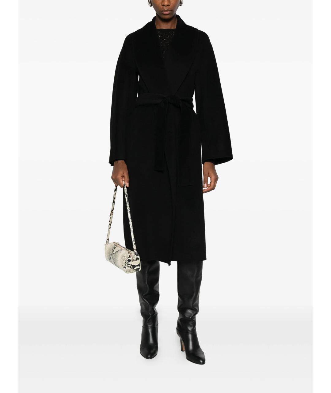 MAX MARA STUDIO Черное шерстяное пальто, фото 2