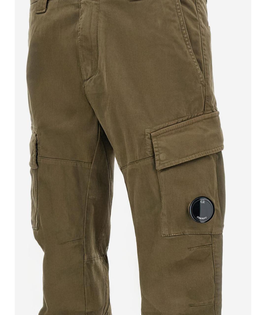 CP COMPANY Зеленые хлопко-эластановые повседневные брюки, фото 3