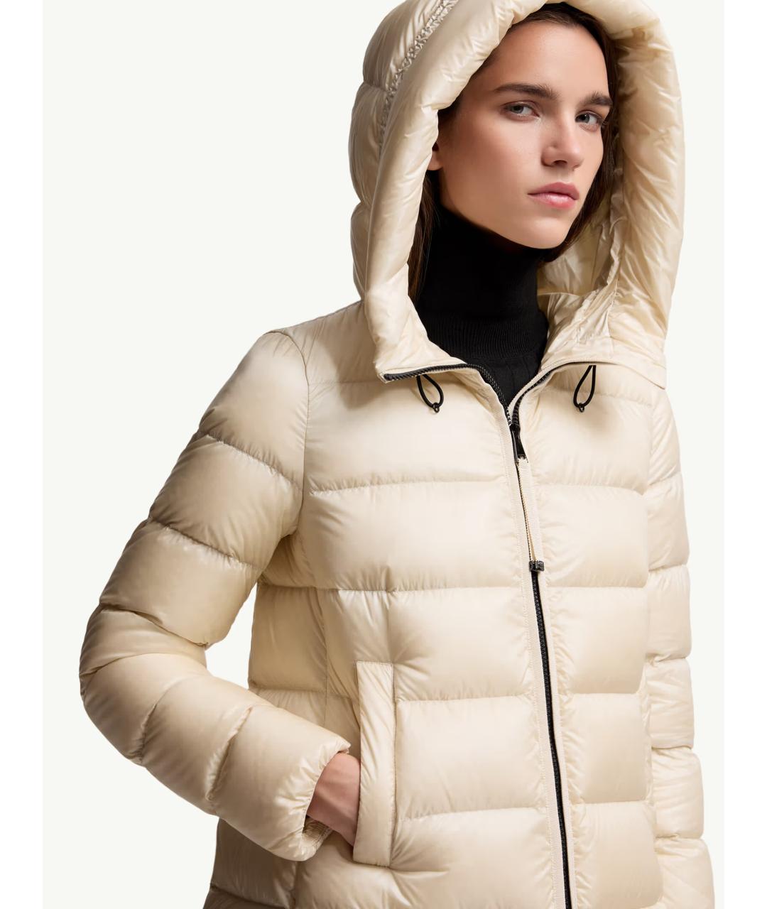 MONCLER Бежевый полиамидовый пуховик, фото 3