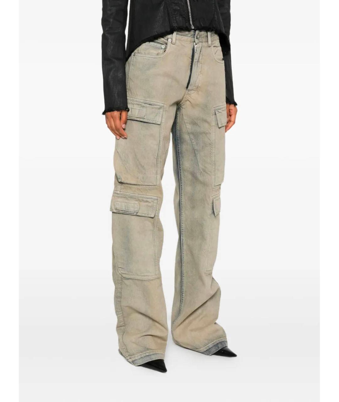RICK OWENS DRKSHDW Серые хлопковые прямые джинсы, фото 3