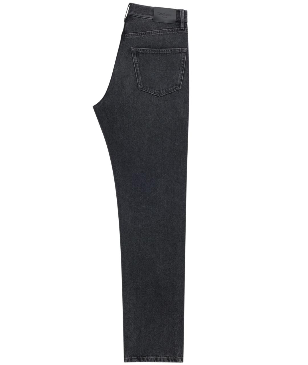 SAINT LAURENT Черные хлопковые прямые джинсы, фото 2