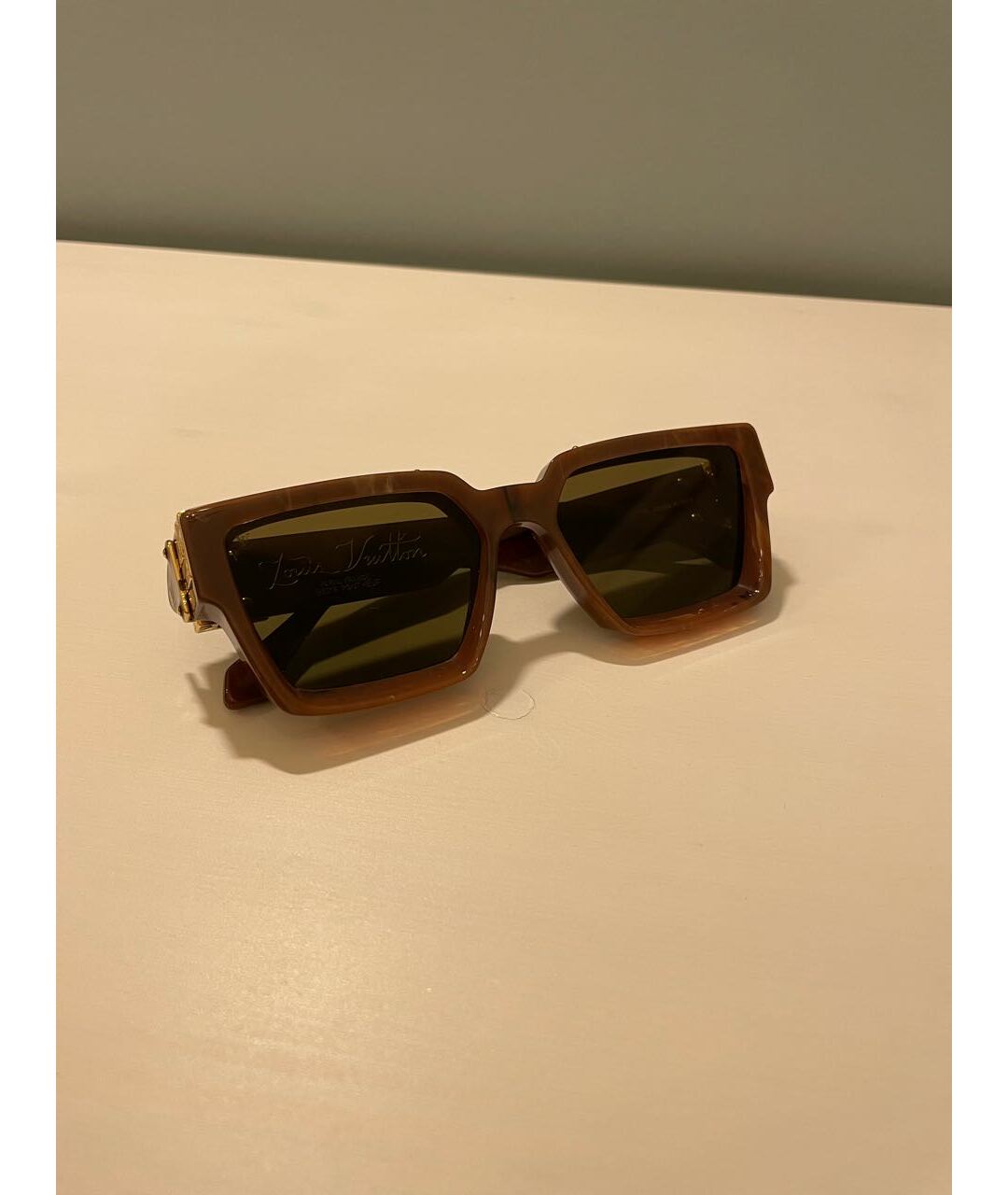 LOUIS VUITTON PRE-OWNED Коричневые солнцезащитные очки, фото 5