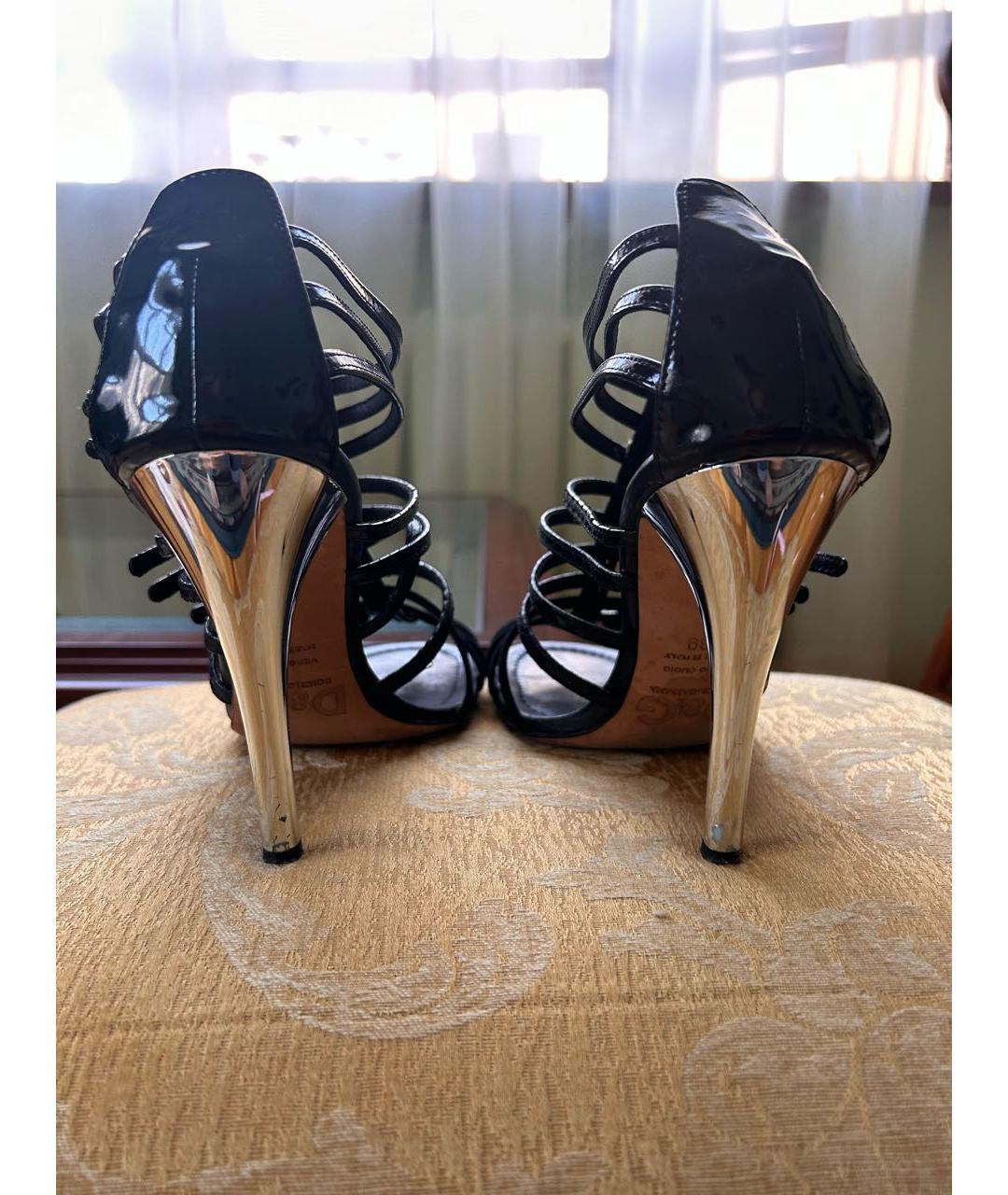 DOLCE&GABBANA Черные кожаные босоножки, фото 3