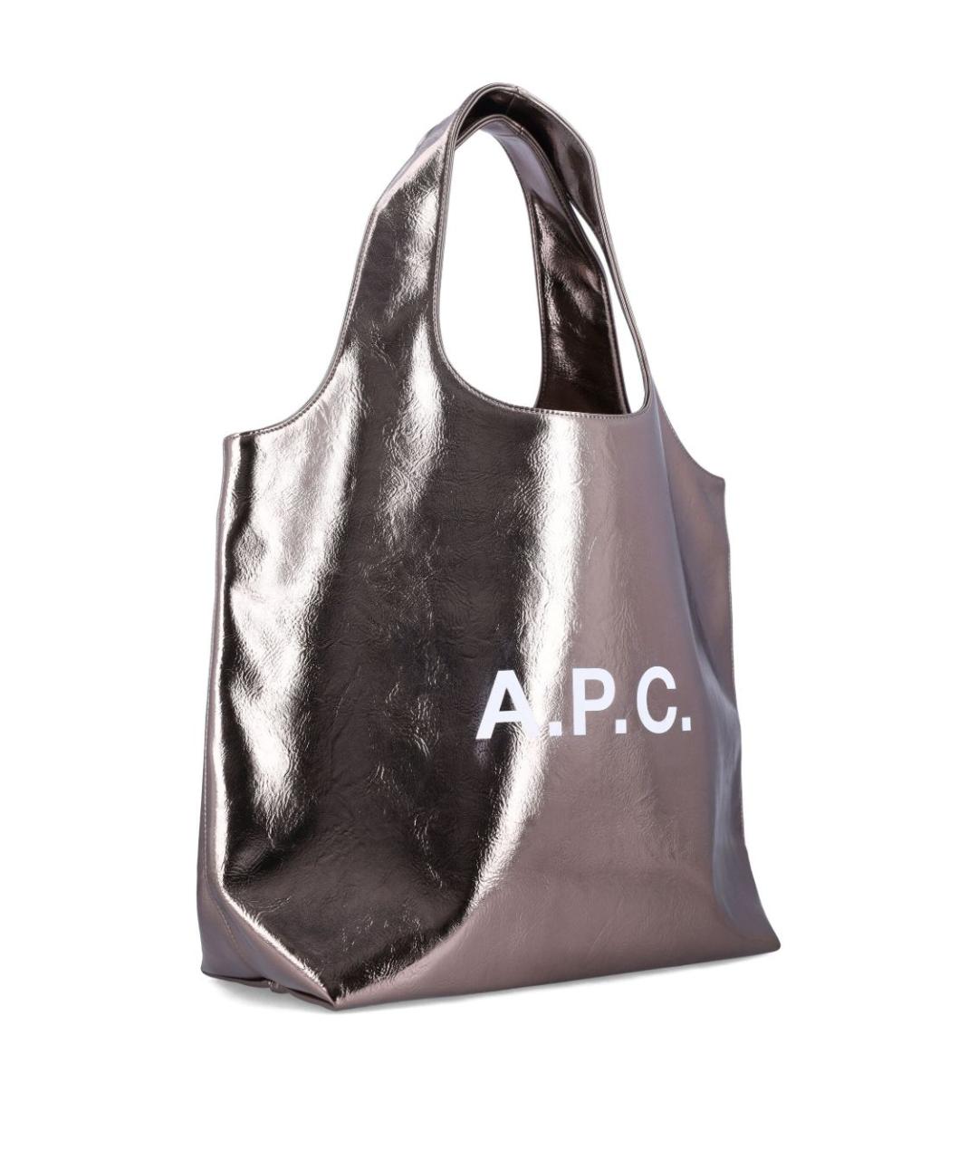 A.P.C. Серебряная сумка тоут из искусственной кожи, фото 2