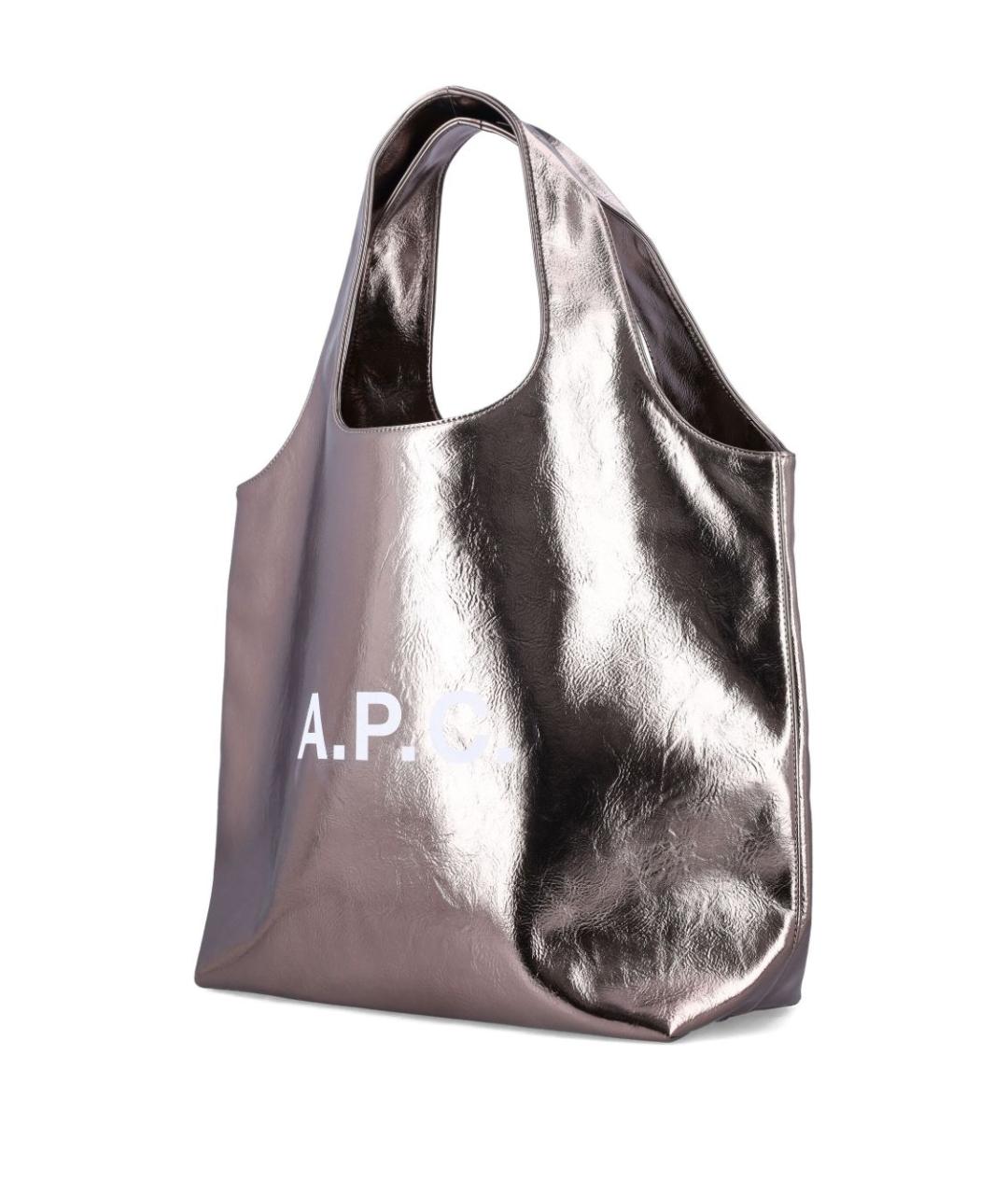 A.P.C. Серебряная сумка тоут из искусственной кожи, фото 4