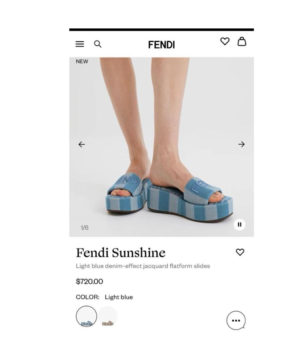 FENDI Голубые шлепанцы, фото 6