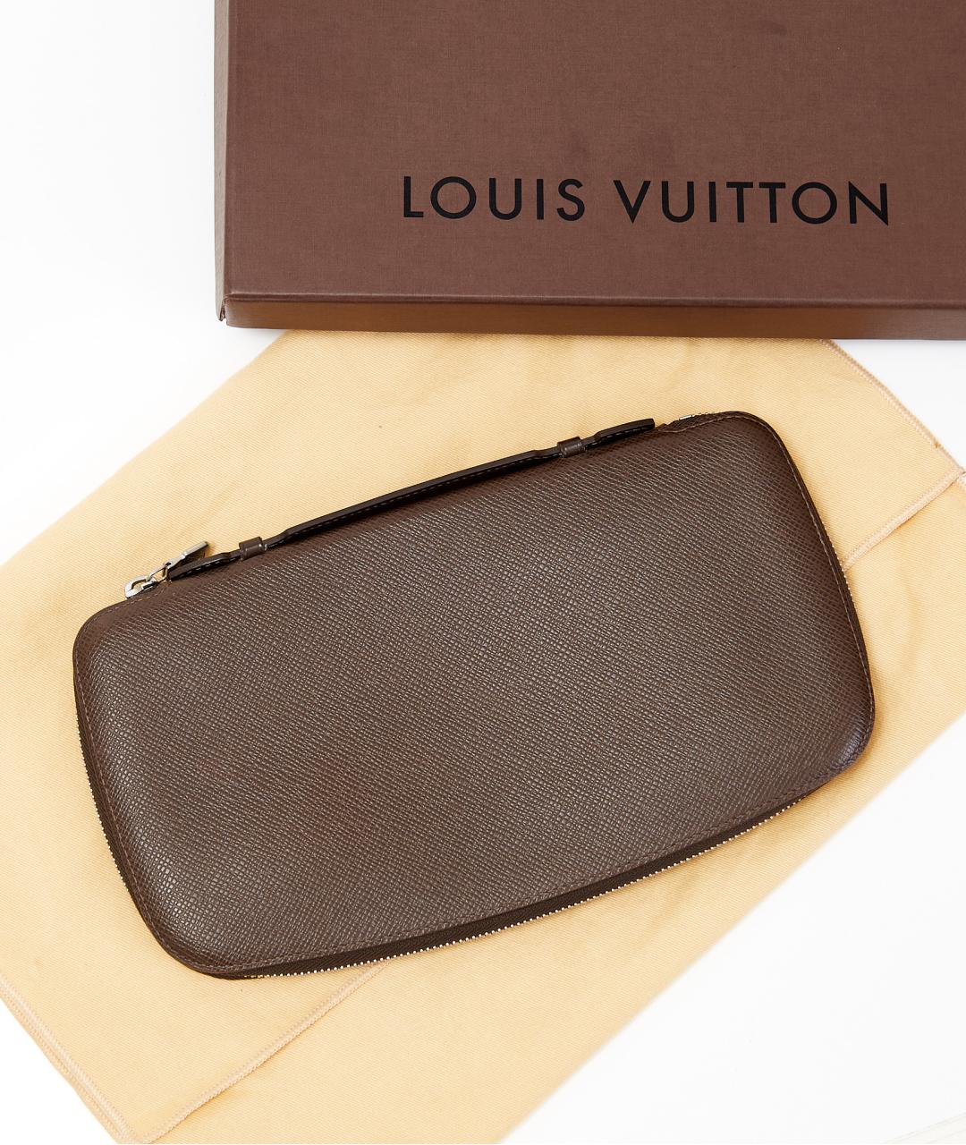 LOUIS VUITTON Коричневый кожаный кошелек, фото 5