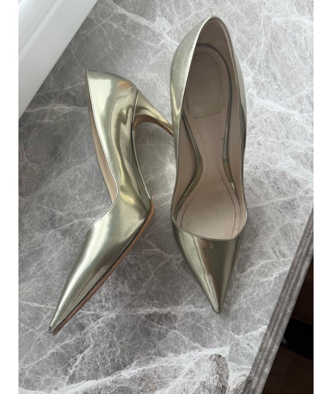 CHRISTIAN DIOR Золотые туфли из лакированной кожи, фото 7