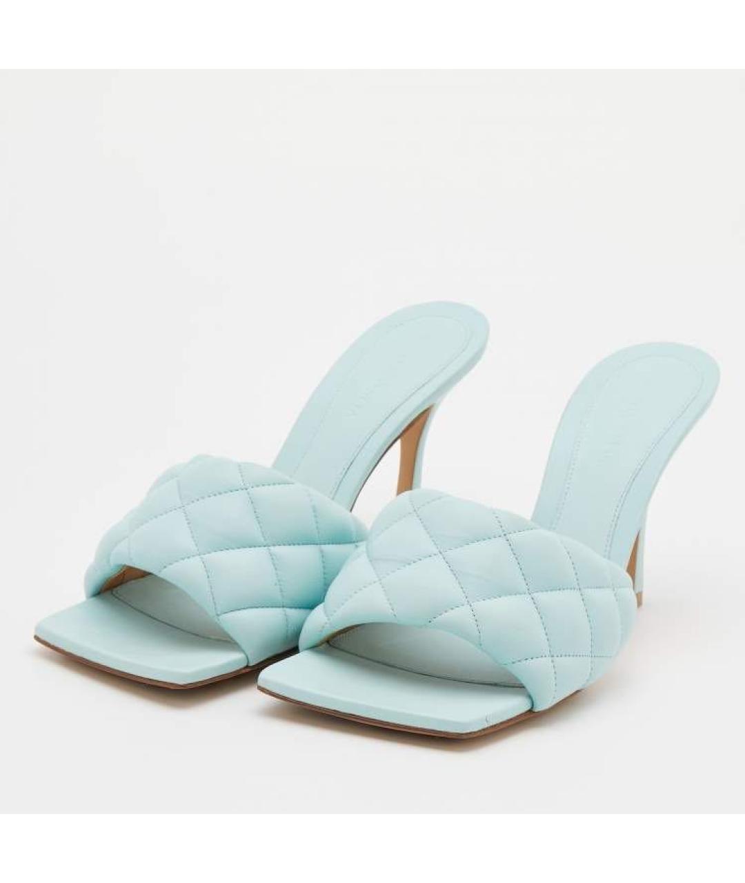 BOTTEGA VENETA Голубые кожаные сандалии, фото 4