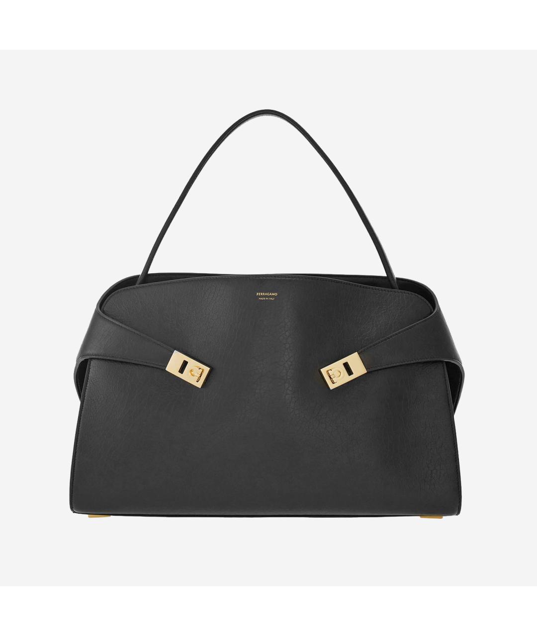 FERRAGAMO Черная кожаная сумка тоут, фото 4