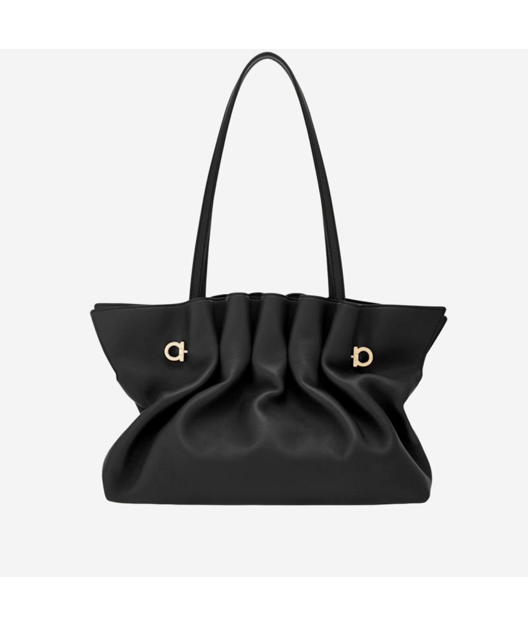 FERRAGAMO Черная кожаная сумка тоут, фото 3