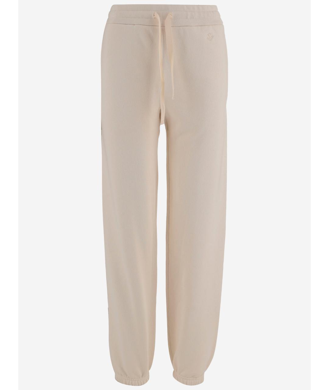 JIL SANDER Бежевые хлопковые прямые брюки, фото 2