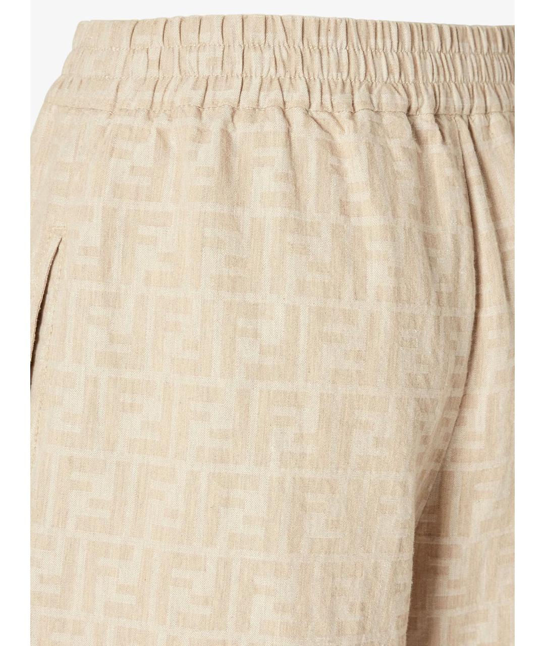 FENDI Бежевые хлопковые прямые брюки, фото 4