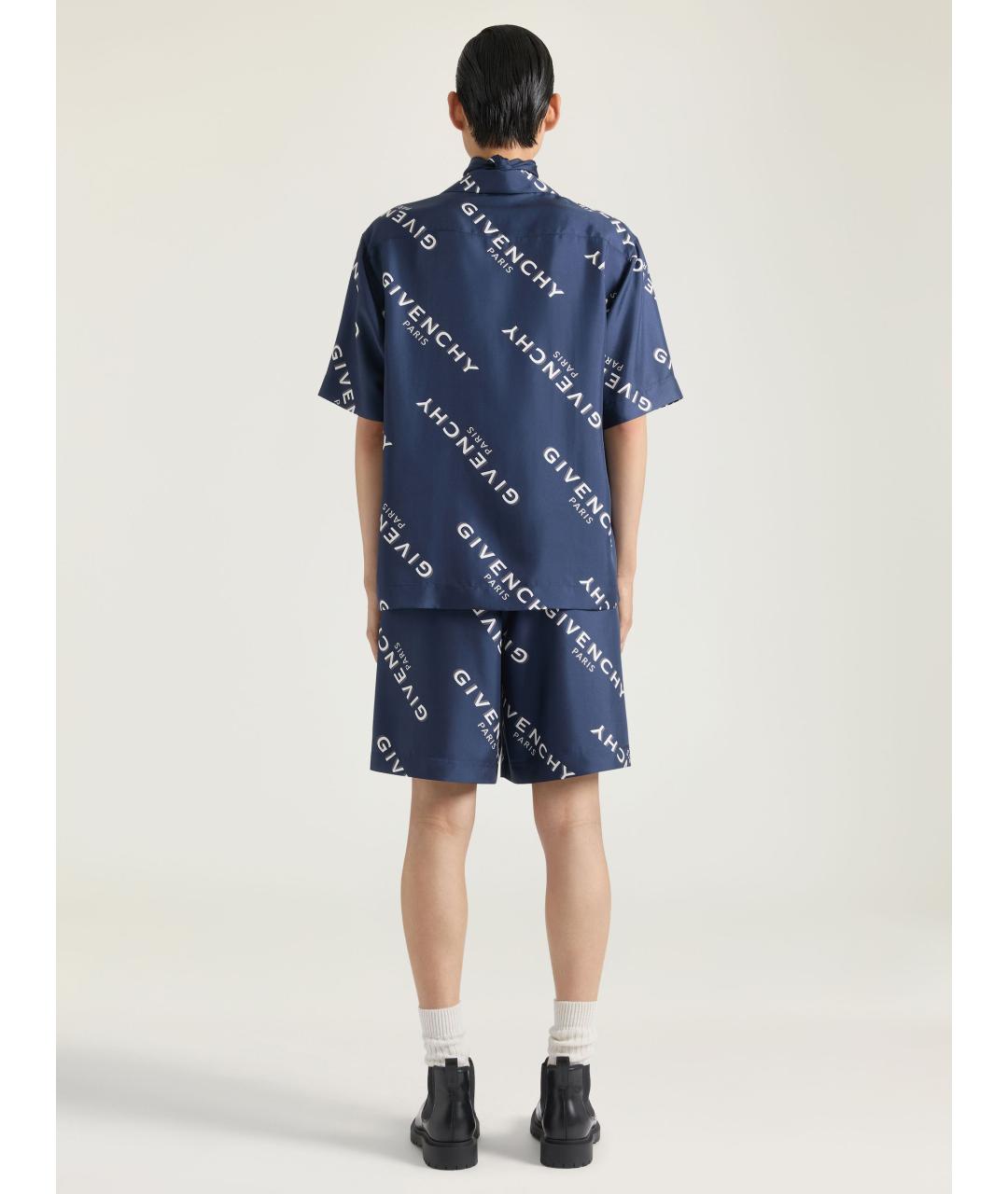 GIVENCHY Синие шелковые шорты, фото 3